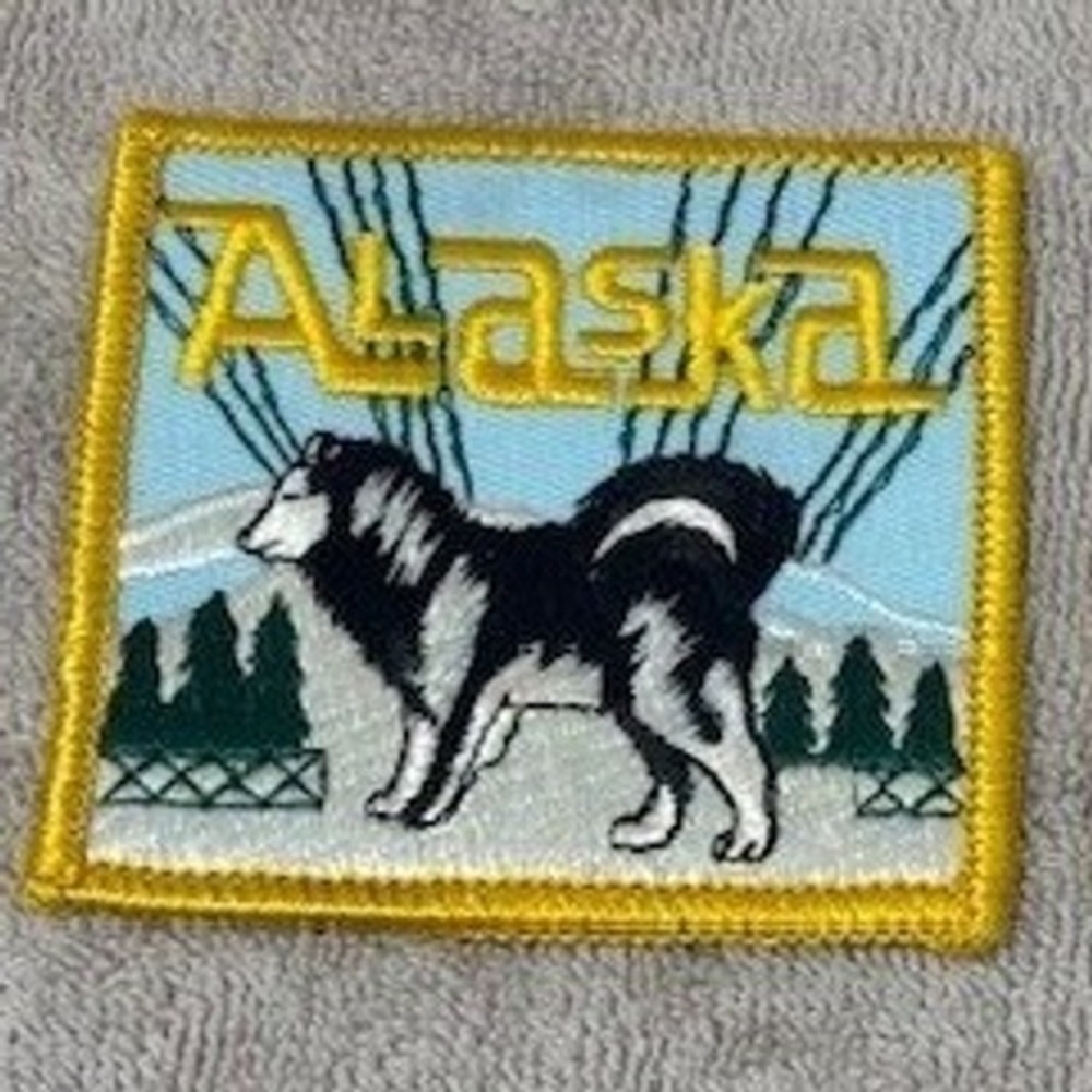 Vintage 70s Alaska Souvenir Patch Husky Dog Travel Camper